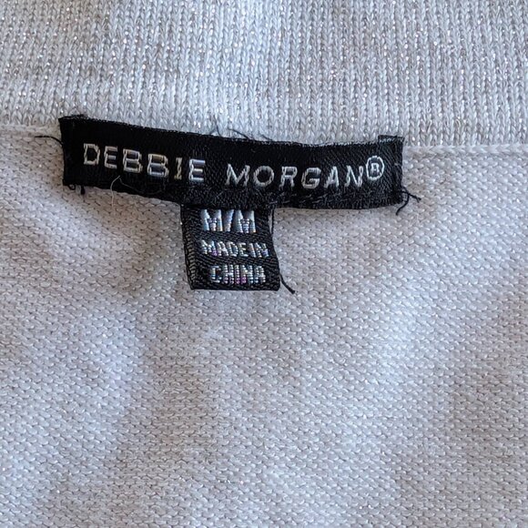 Debbiie & Morgan Metallic Silver woven Acrylic White Sz M Off Shoulder Sweater - Picture 8 of 14